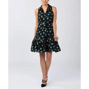 NWT‎ Abbey Glass Lara Mini Dress Black Floral Organza XL